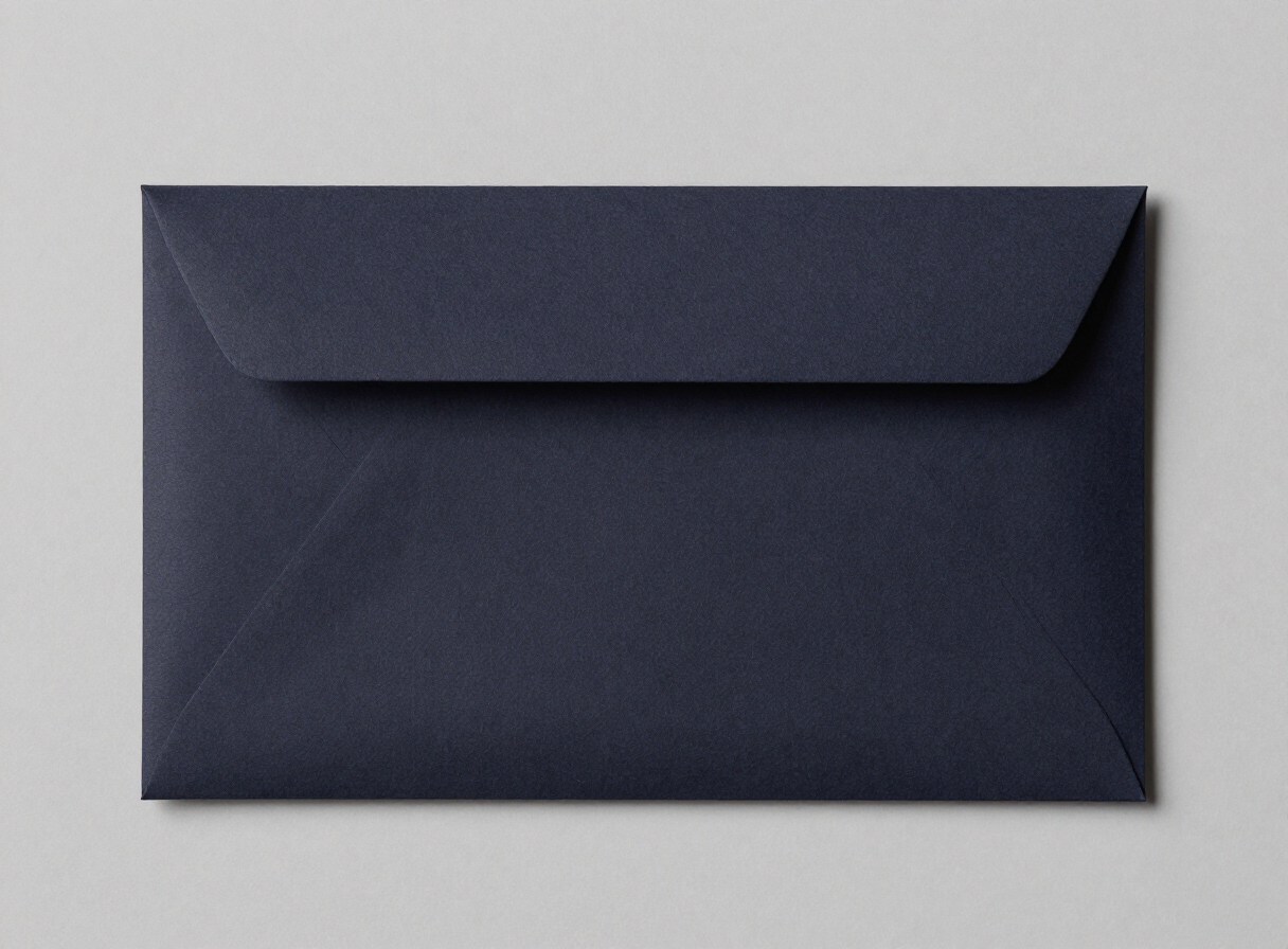 Navy security envelope on a grey ground